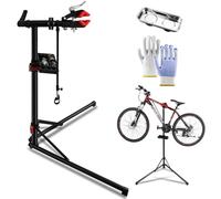 Support de Réparation Vélo 50 kg Pliable - Pied d’Atelier en Acier, Pince Rotative 360°, Hauteur Réglable 94-157 cm, Plateau Magnétique & Gants Inclus - Idéal pour VTT, Vélo de Route & E-Bike