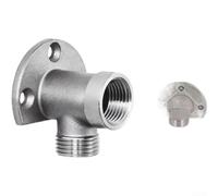 Support de robinet mural en acier inoxydable 304 - Base convertible de 10,2 cm pour robinet - Support antirouille pour valve de machine à laver - Argent (A)