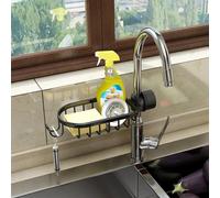 Support de robinet Rangement Panier Noir Cuisine Liquide vaisselle Savon Éponge Porte-ustensiles Évier Organiseur Étagère suspendue