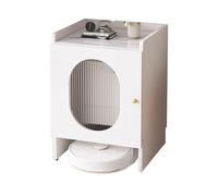 Support de robot caché pour le salon - Plaque de roche de rangement pour robot aspirateur - Armoire mobile pour la maison (blanc, 50 x 40 x 75 cm)