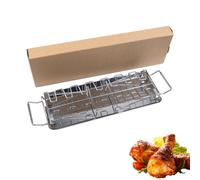 Support de rôtissoire jetable en acier inoxydable,barbecue,aile de jambe de boeuf,gril T1,14 fentes,pilons,four,outils de casserole d'égouttement - Type Grill Stand with pan