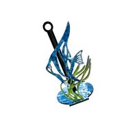 Support de rouleau de papier de table en bois avec motif poisson bleu et algues, support décoratif de 25,8 cm pour comptoir de cuisine et table à manger en bois, papier essuie-tout, papier essuie-tout