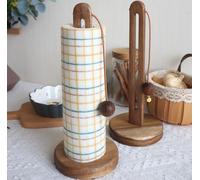 Support de rouleau de papier essuie-tout en bois d'acacia pour comptoir de cuisine, support antidérapant pour rouleau de papier de comptoir, organiseur de ferme compatible avec la plupart des tailles