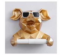 Support de rouleau de papier toilette, motif cochon en résine respectueuse de l'environnement, support mural pour salle de bain, cuisine, forte adhérence, support de rangement créatif, doré