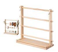 Support de ruban, 4 niveaux - Bandes en bois - Support de bobine - Étagère de rangement pour la couture d'artisanat - Support de ruban - Organiseur pour salle de bricolage, gâteau, magasin de fleurs