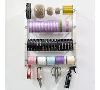 Support de ruban en métal - Organiseur mural peu encombrant pour bobines de papier cadeau - Présentoir multifonction à 4 niveaux