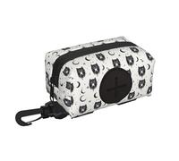 Support de sac à déjections canines pour laisse - Doux et léger - Motif tête de loup et lune - Distributeur de rouleaux de sacs à déjections canines - Fermeture - Accessoires de promenade pour chiens