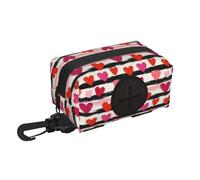 Support de sac à déjections canines pour laisse - Doux et léger - Noir et blanc - Imprimé rayures d'amour - Distributeur de rouleaux de sacs à déjections canines - Fermeture - Accessoires de promenade