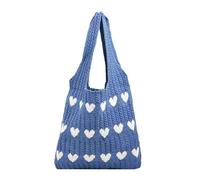 Support de sac à main de voiture entre les sièges femmes sac tricot crochet sac à bandoulière amour motif cœur sacs à main esthétiques tous les jours sac tricoté sac à main sac à main coeur clair