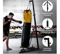 MonsterShop Support de sac de frappe pliable en acier – 68 kg – Hauteur réglable 182–230 cm