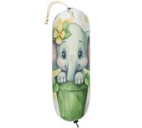 Support de sac en plastique mignon en forme de bébé éléphant - Distributeur de sacs d'épicerie - Support mural réutilisable - 1 sac de rangement à suspendre pour la maison et la cuisine