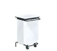 Support de sacs poubelles mobile 110 litres à pédales blanc