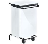 Support de sacs poubelles mobile 110 litres à pédales blanc -