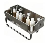 Support de salle de bain à joint sous vide, porte-serviettes intégré, 34 cm utilitaire avec fonction multi-crochets, bac de rangement imperméable poli, accessoire d'appartement avec construction