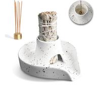 Support de sauge blanche - Brûleur de sauge blanche en céramique - Bol 3 en 1 pour sauge blanche/bâton Palo Santo/encens - Accessoires d'aromathérapie