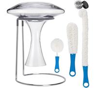 Support de séchage avec revêtement en caoutchouc pour éviter les rayures, égouttoir pour carafes à vin à fond standard, brosse de nettoyage et perles de nettoyage