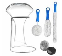Support de séchage pour carafe à décanter avec brosse de nettoyage et perles de nettoyage, égouttoir à décanter à vin avec dessus recouvert de caoutchouc pour éviter les rayures. Décanteur de