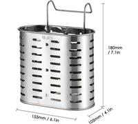 Support de séchage pour ustensiles de cuisine Support pour baguettes en acier inoxydable Support de rangement pour la vaisselle avec crochets 2 compartiments divisés Panier pour ustensiles de cuisine