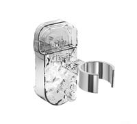 Support de sèche-cheveux avec ventouse, pivotant à 360 degrés, hauteur réglable, et crochets pour le rangement de la salle de bain et l'organisation des outils de coiffure (blanc transparent)