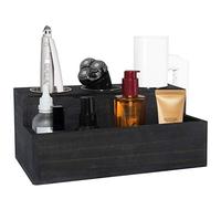 Support de sèche-cheveux en bois - Organiseur rustique pour outils à cheveux avec 3 trous circulaires et 1 compartiment, accessoires de bain pour salle de bain, coiffeuse, comptoir, sèche-cheveux,