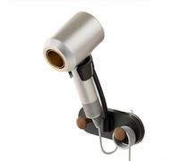 Support de sèche-cheveux fonctionnel à ventouse pour salle de bain pour garder le sèche-cheveux droit et le rangement des accessoires à portée de main (noir)