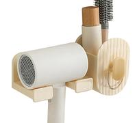 Support de sèche-cheveux, support de rangement adhésif, organisateur mural pour pinceaux, bouteilles, fer à friser, peigne, barrettes, cosmétiques, salle de bain, chambre à coucher, buanderie
