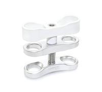 Support de serrage à boule standard de 2,5 cm, support adaptateur à clip à 360° pour système de bras de lampe de poche sous-marine, système de bras de lampe de poche, argenté et blanc