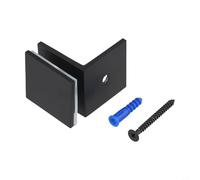 Support de serrage en laiton 90 degrés en forme de U avec finition givrée polie, fixation murale en verre et support d'écran de douche pour panneaux de verre de 8 à 12 mm, salle de bain (noir)