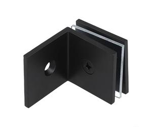 Support de serrage pour verre de douche - Angle de 90 degrés en laiton - Clip de fixation mural pour panneaux de verre de 8 mm à 12 mm - Matériel décoratif pour porte moustiquaire (noir)