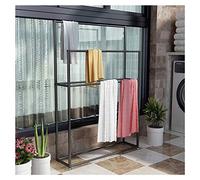 Support de serviette de piscine à 2 étages en métal avec base robuste, robuste et résistant à la rouille pour cuisine, noir piscine 65 x 20 x 110 cm