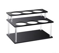 Support de sirop de café en acrylique transparent à 2 niveaux pour comptoir de cuisine pour bar et liqueur (noir)