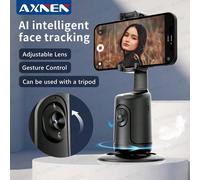 Support de smartphone avec cardan de suivi automatique du visage, avec capteur grand angle, kit de création de contenu, convient pour selfie, vlog, diffusion en direct, appel vidéo, etc. (Noir) ABS