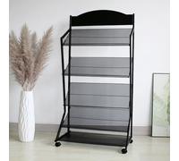 Support de Sol à Revues en Métal avec Roulettes, Présentoir Vertical pour Accueil, Bureau, Salles d'Attente Expositions
