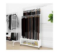 Support de Sol en métal avec Ceinture, Support de Rangement pour Magasin de vêtements commerciaux, étagères Mobiles à Suspendre pour Sac à Main, écharpe, Parapluie, Multifonction (Blanc 73 x 30 x 156