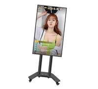 Support de sol for téléviseur portable - Chariot de télévision mobile sur roulettes, support de télévision rotatif horizontal et vertical de 0 à 90 °, base d'écran verticale, chariot mobile sur pied,