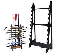 Support De Sol Multicouche pour Épée Katana 10 Tier Verticaux pour Épée Katana Holder Sword Display Stands, Support Classique en Bois pour Épée Support pour Sabre Laser, Canne À Pêche
