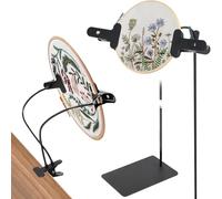 Support de Sol pour Broderie pour Travaux Manuels, Cerceau de Broderie à la Main, Clip de Bureau Amovible Réglable Noir pour Point de Croix