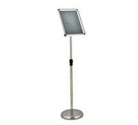 Support de sol réglable pour affiche A4, support de panneau d'affiche A4, support d'affichage de menu pour affichage d'activités de mariage/professionnelles A4 Silver Rounded-corner style