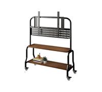 Support De Sol TV en Acier Inoxydable, Chariot Vertical Mobile À roulettes, Meuble TV, Salon Chambre À Coucher, Cintre Universel, Support De Rangement(2 Layer Black B)