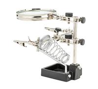 Support de soudure pour troisième main avec verre à souder et 2 pinces crocodiles Loupe rotative à 360 degrés avec bandeau léger pour lire les vêtements seniors