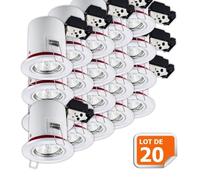 Support de spot BBC Orientable Blanc diametre 90mm avec douille GU10 - LAMPESECOENERGIE - Lot de 20