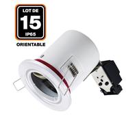 Support de Spot - EUROPALAMP - Lot de 15 - Douille GU10 - Étanche à l'air - Label BBC