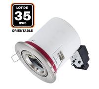 Support de Spot - EUROPALAMP - Orientable - Inox - Douille GU10 - Lot de 35 pièces