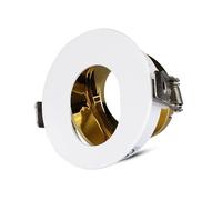 Support de spot LED encastrable GU10 rond orientable avec trou ovale couleur blanc avec intérieur or