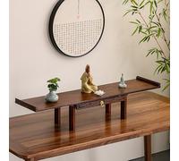 Support de Statue de Bouddh, Table d'offrande de Prière en Bambou, Petite Table d'autel Bouddhiste Domestique avec Plaque de Traction Rétractable(54 * 25 * 19cm/21 * 9 * 7in)