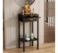 Support de Statue de Bouddha, Table d'autel, Petite Table D'Autel avec Tiroir Rangement, Sculpté à La Main, pour Offrir à la Maison, Prière et Encens(35 * 30 * 101cm/13.8 * 11.8 * 39.8in)