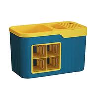 Support de stockage d'assaisonnement de cuisine multifonctionnel à 4 cellules, support de téléphone mains libres support de stockage d'assaisonnement en plastique gain de place (Bleu et jaune 4