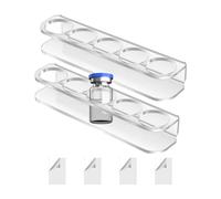 Support de stockage de flacons pour réfrigérateur | Paquet de 2 supports de rangement peu encombrants pour flacons, refroidisseur de réfrigérateur avec 4 adhésifs double face, étagère à bouteilles en