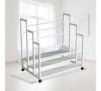 Support de stockage de tapis de yoga, Support de rangement for tapis de yoga sur pied avec métal verrouillable, grande capacité Facile à installer(White - Triple Layer,80cm/31.5in)