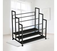 Support de stockage de tapis de yoga, Support de rangement for tapis de yoga sur pied avec métal verrouillable, grande capacité Facile à installer(Black - Three Layers,80cm/31.5in)